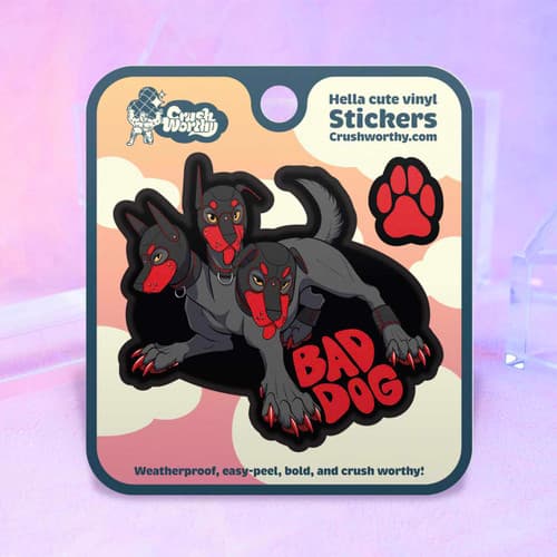 Bad Dog Pup Cerberus Sticker Sheet