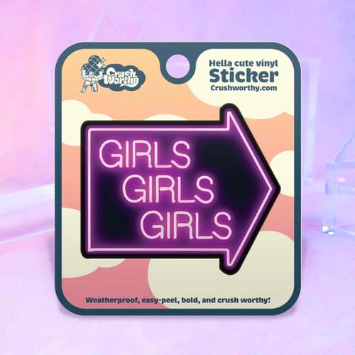 Girls Girls Girls Neon Sign Sticker Sheet